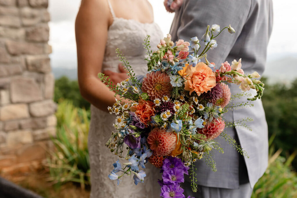 Tennessee Smoky Mountain Destination Wedding Venue | Colorful Bridal Bouquet