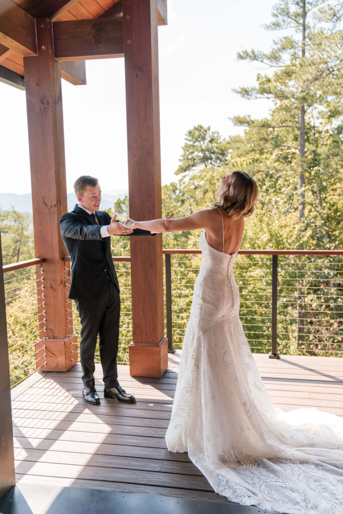 Fall Smoky Mountain Wedding | The Trillium Venue in TN | First Look