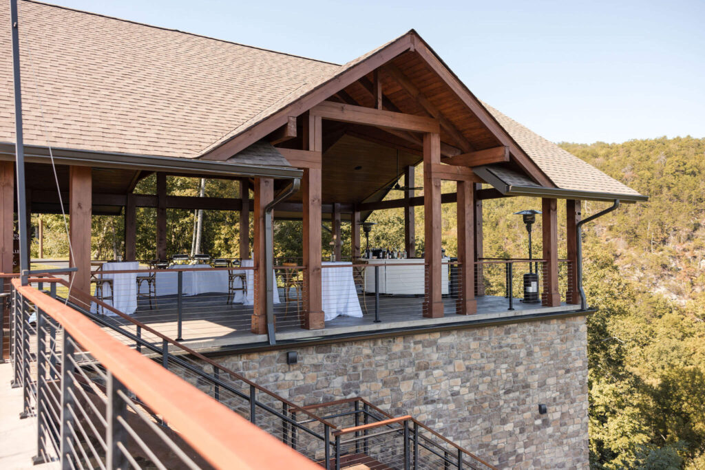 Fall Smoky Mountain Wedding | The Trillium Venue in TN | Covered Outdoor Patio
