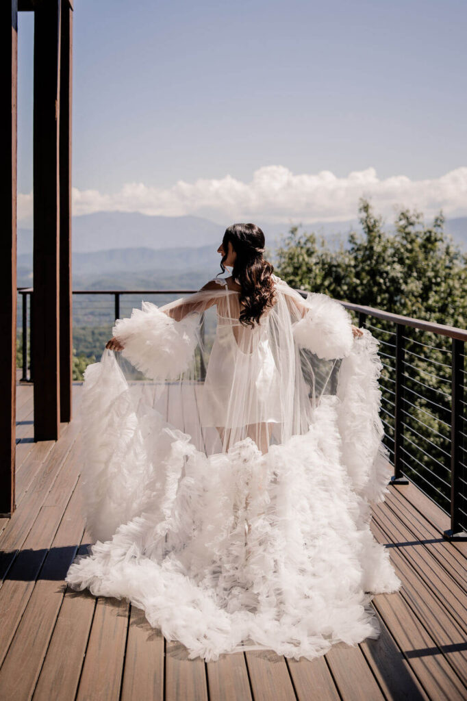 Black and White Wedding Bridal Suite Wedding Dress and Getting Ready Robe, Wedding Shoes